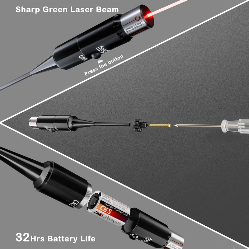 OWLSHOOT Professional Bore Sight Laser Kit: Green/Red Boresighter with 50 Adapters for All Caliber Gun - Easy Sighting for Pistol and Rifle Sighter Perfect Choice for Elite Shooter - Image 5